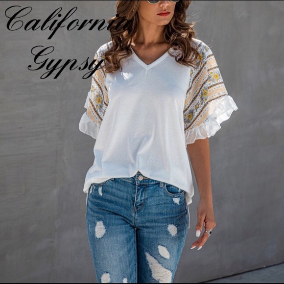 LAST ONE Chiffon Flutter Sleeve Blouse - Picture 6 of 7